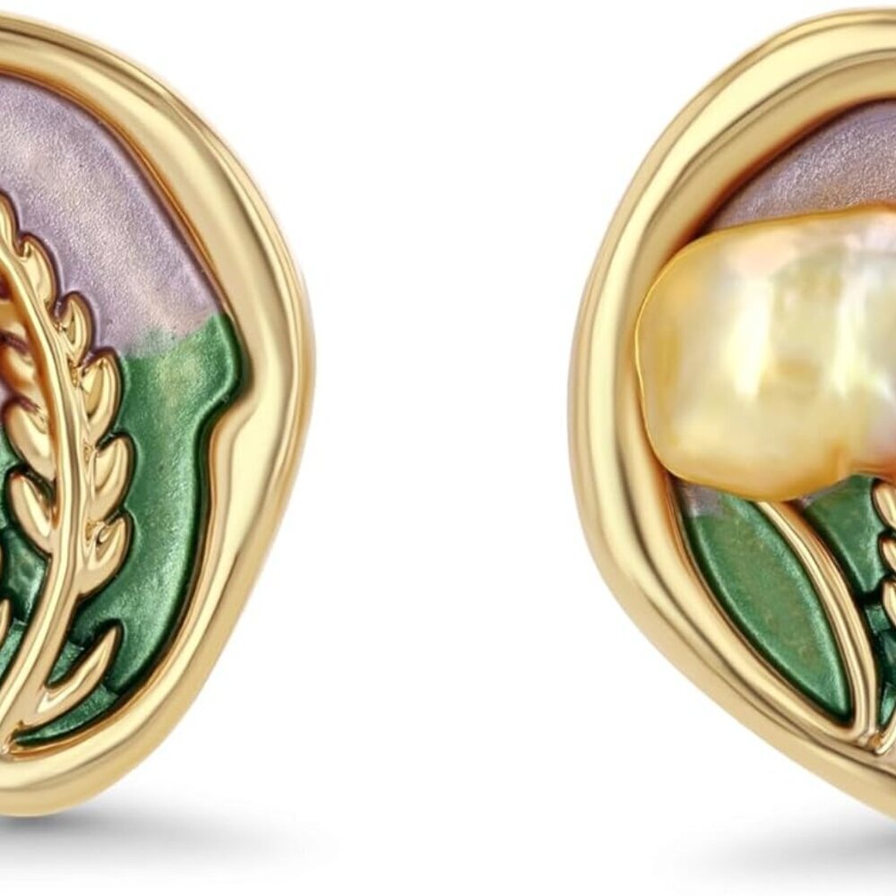 Women Stud Earrings Gold Plated Pearl Boho Trendy Beach Jewelry Gift